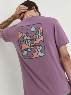 Bavlněné tričko s potiskem Billabong fialové