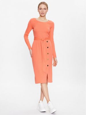 Kötött slim fit ruha Lauren Ralph Lauren narancsszínű