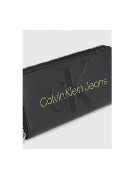 Cartera de cuero Calvin Klein Jeans negro