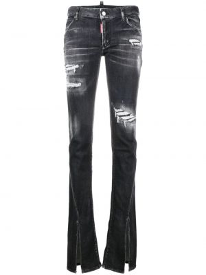 Zvonové džíny s oděrkami Dsquared2 černé
