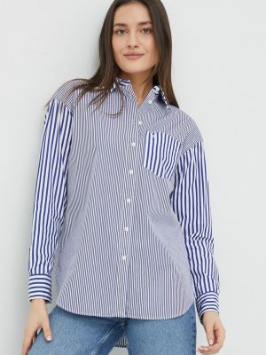 Памучна риза Lauren Ralph Lauren синьо