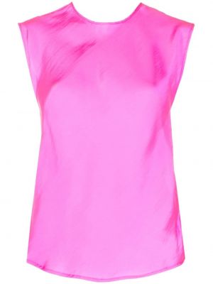 Αμάνικη σατέν μπλούζα Forte_forte ροζ