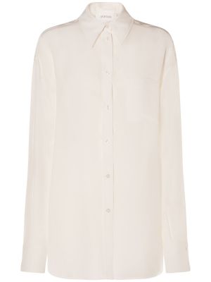 Svilena srajca z dolgimi rokavi iz krep tkanine Sportmax bela