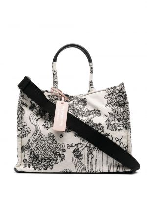 Jacquard shoppingbag Coccinelle hvit