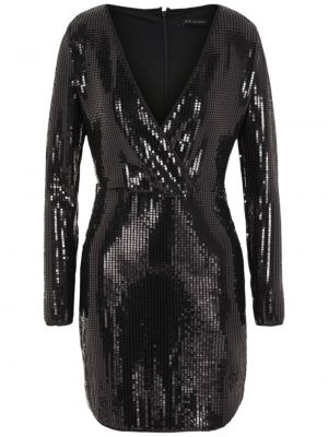 Коктейлна рокля с пайети с v-образно деколте Armani Exchange черно