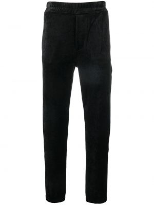 Pantaloni cu picior drept din piele de căprioară Saint Laurent negru