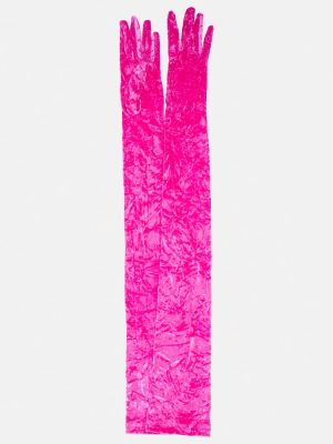Rukavice od samta Versace ružičasta