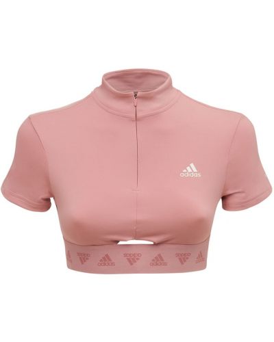 Cipzáras póló Adidas Performance - rózsaszín