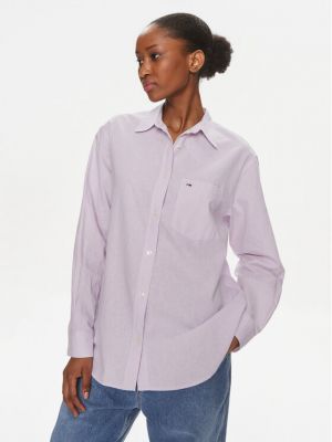 Priliehavá rifľová košeľa Tommy Jeans fialová