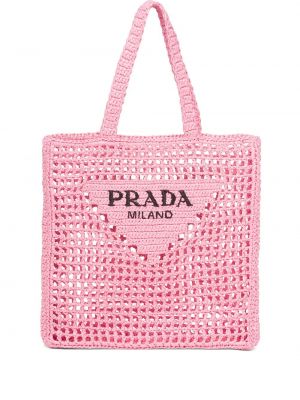 Pletená nákupná taška Prada ružová