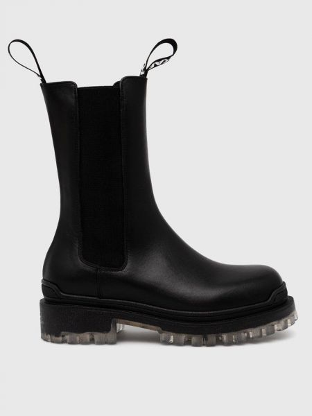 Kožené kotníkové boty na platformě Karl Lagerfeld černé