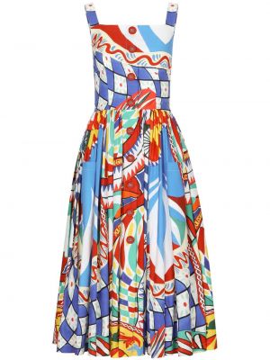 Midi šaty s potiskem Dolce & Gabbana modré