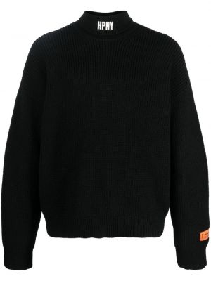 Вълнен пуловер бродиран Heron Preston черно