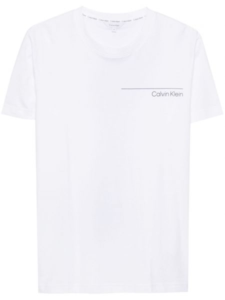 Mustriline puuvillased t-särk Calvin Klein valge