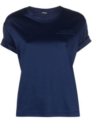Medvilninis marškinėliai su kišenėmis Kiton mėlyna