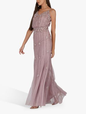 Длинное платье с бисером Lace And Beads розовое