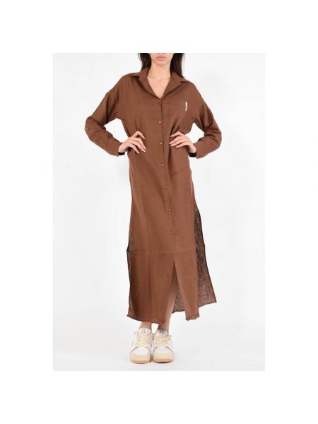 Vestido camisero de lino Hinnominate marrón