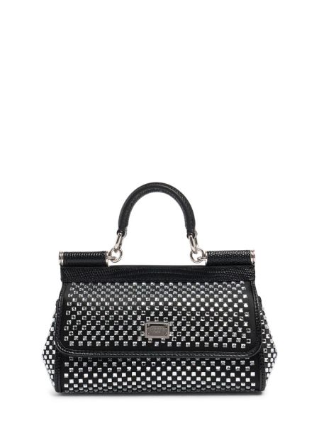 Mini bag med rhinestones Dolce & Gabbana svart