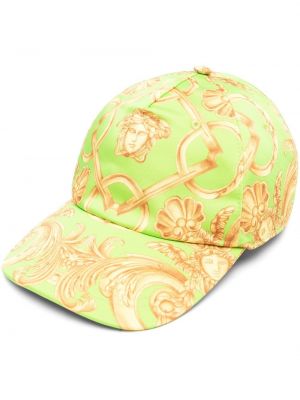 Cappello con visiera con stampa Versace verde