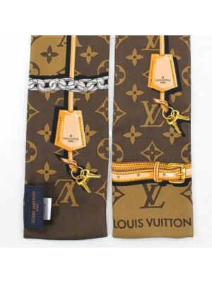Jedwabna szal Louis Vuitton Vintage brązowa