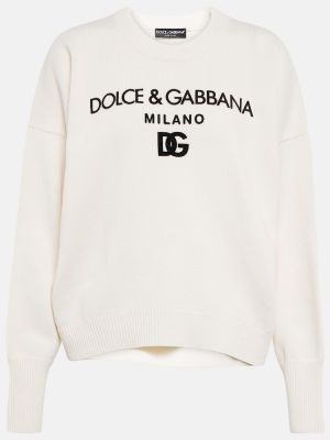 Жакардов кашмирен пуловер Dolce&gabbana бяло