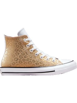 Леопардовые кроссовки в горошек со звездочками Converse Chuck Taylor All Star золотые