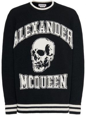 Pull en laine à imprimé Alexander Mcqueen noir