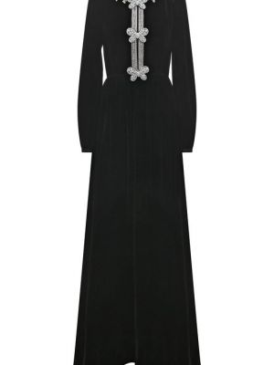 Бархатное платье Saloni черное