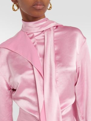 Bluză din satin asimetrică Victoria Beckham roz