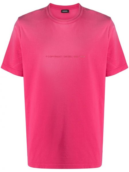 Camiseta con bordado Diesel rosa
