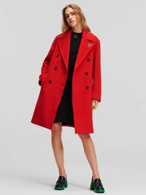 Шерстяное пальто Karl Lagerfeld красное