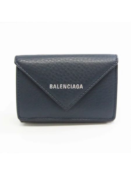 Mały portfel skórzany retro Balenciaga Vintage niebieski
