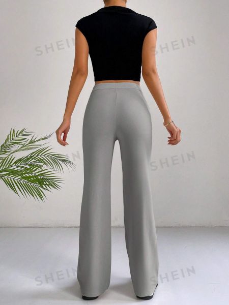 Однотонные брюки Shein серые