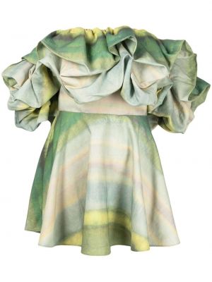 Вечерна рокля с волани Acler зелено