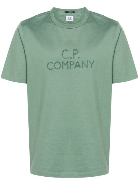 Medvilninis siuvinėtas marškinėliai C.p. Company žalia