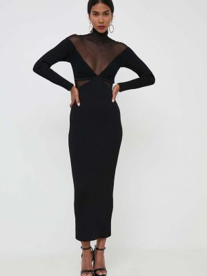 Czarna sukienka długa dopasowana Bardot