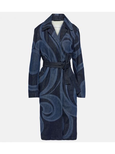 Kabát s výšivkou Dries Van Noten modrá