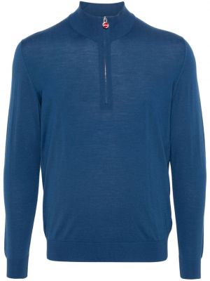 Пуловер с цип Kiton синьо