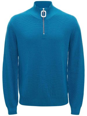 Вълнен пуловер с цип Jw Anderson синьо