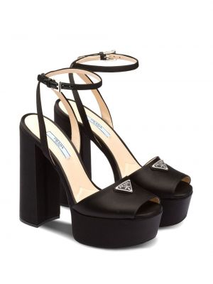 Satīna sandales ar platformu Prada melns