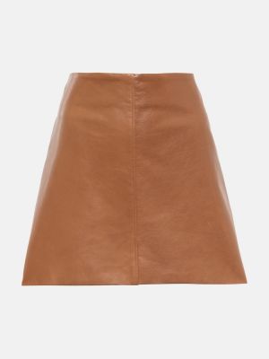 Kožená sukňa Brunello Cucinelli hnedá