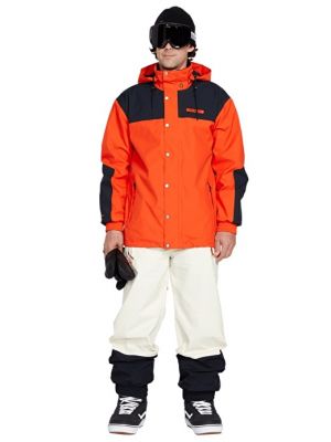 Оранжевая мужская лыжная куртка с капюшоном Volcom