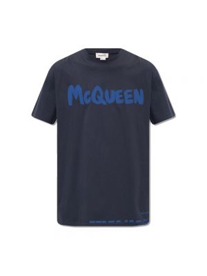 Koszulka z nadrukiem Alexander Mcqueen niebieska