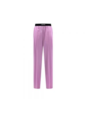Jedwabne proste spodnie Tom Ford różowe