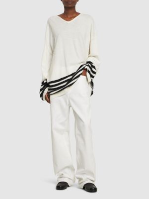 Oversized jersey csíkos szvetter Yohji Yamamoto fehér