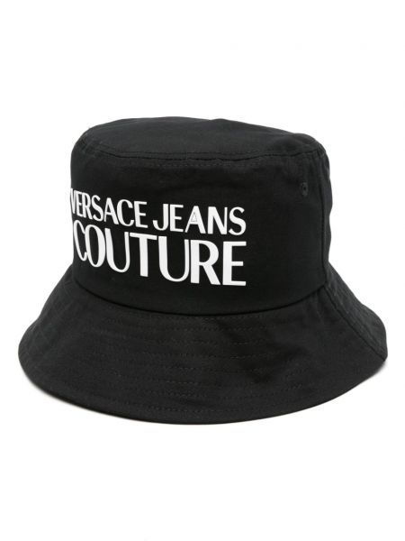 Kokvilnas cepure Versace Jeans Couture melns