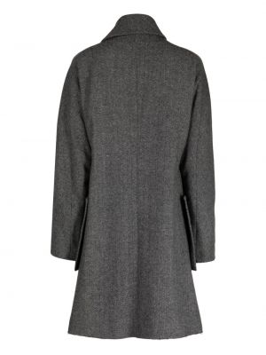 Vlněný kabát se vzorem rybí kosti Yohji Yamamoto šedý