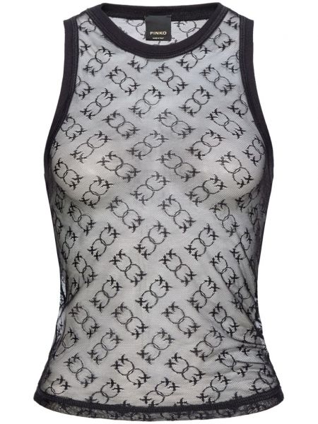 Tanktop i mesh i jacquard stof Pinko sort