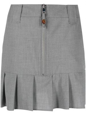 Plisované mini sukně na zip Ganni šedé