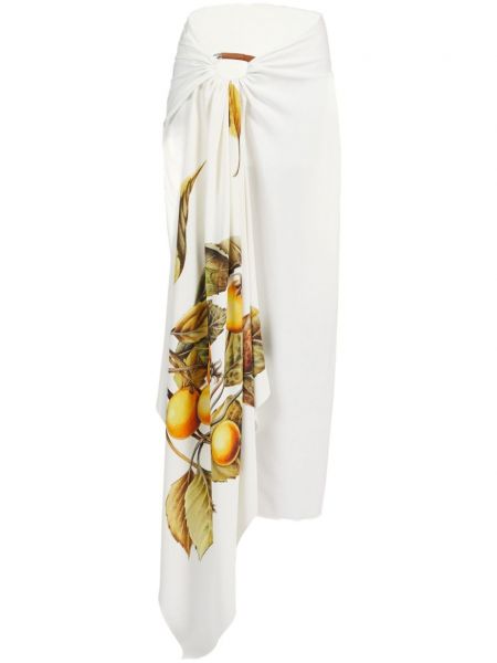 Suknja s printom s draperijom Ferragamo bijela